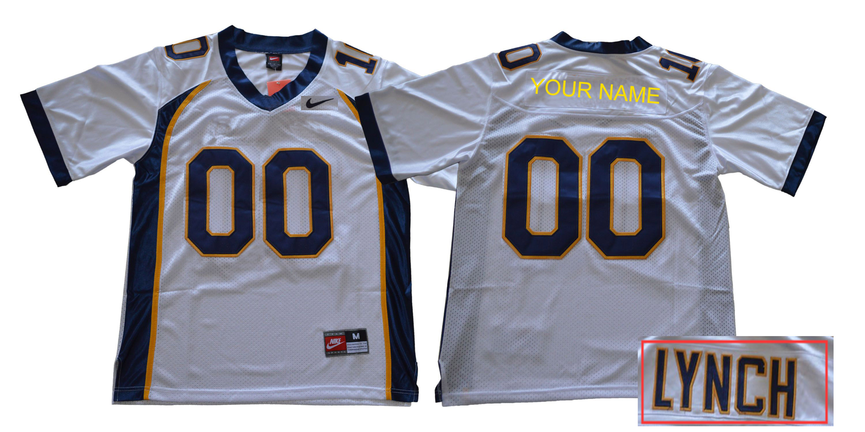 Custom Men California Golden Bears  White Nike NCAA Jerseys->nfl t-shirts->Sports Accessory
